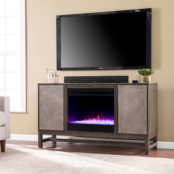 Silver Orchid Lanigan Contemporary Brown Wood Color Changing Fireplace Overstock 32575302