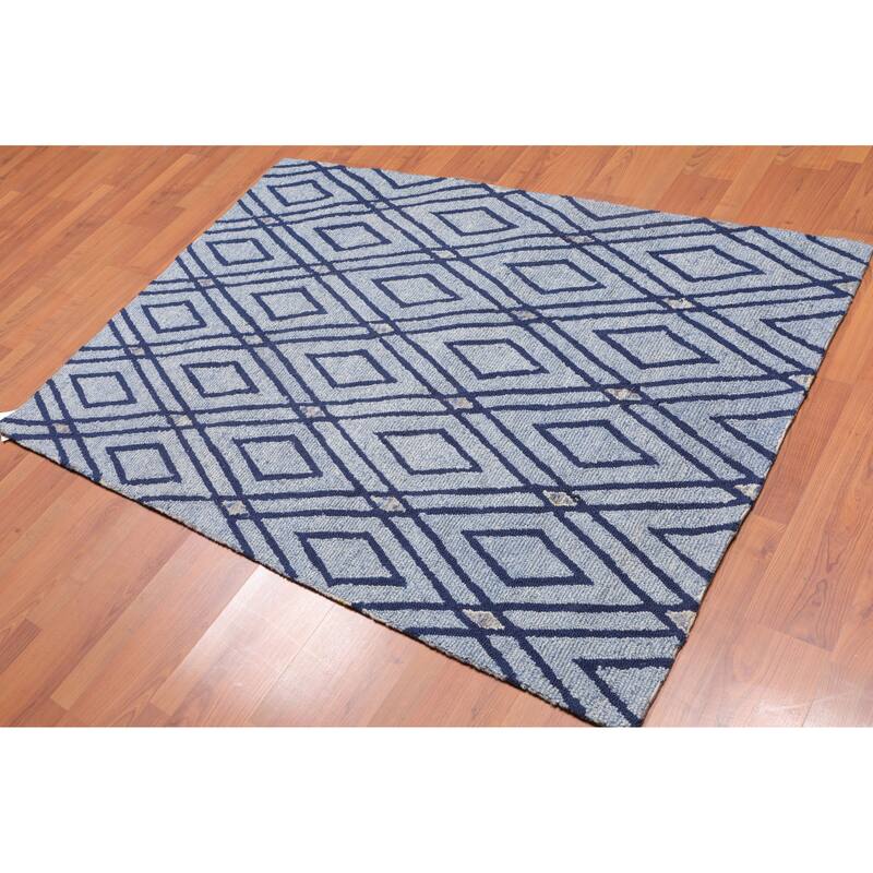 4'x6' Hand Tufted Wool Loop Pile Diamond pattern Oriental Area Rug