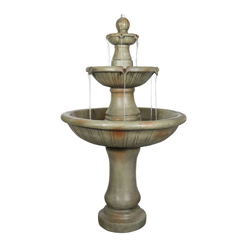 51.5in Outdoor Water Fountain 2-Tier Waterfall Fountain for Home Decor