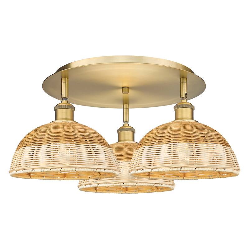 Innovations Lighting 516-3C-10-21 Bristol Natural II Semi-Flush - Brushed Brass / Natural