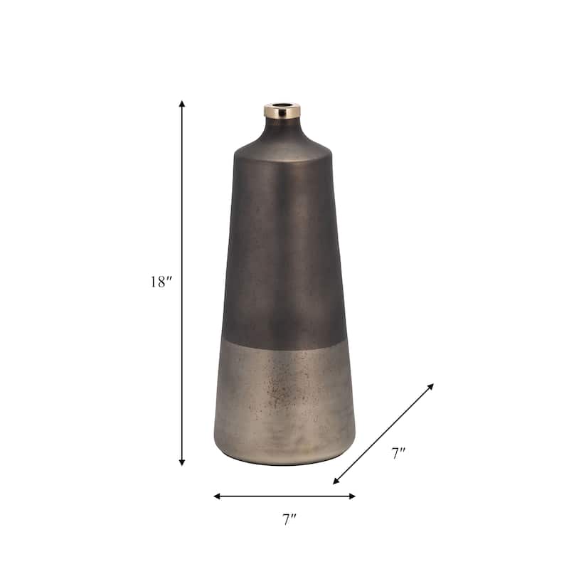 Sagebrook Home Modern Neutral Glass & Aluminum Vase