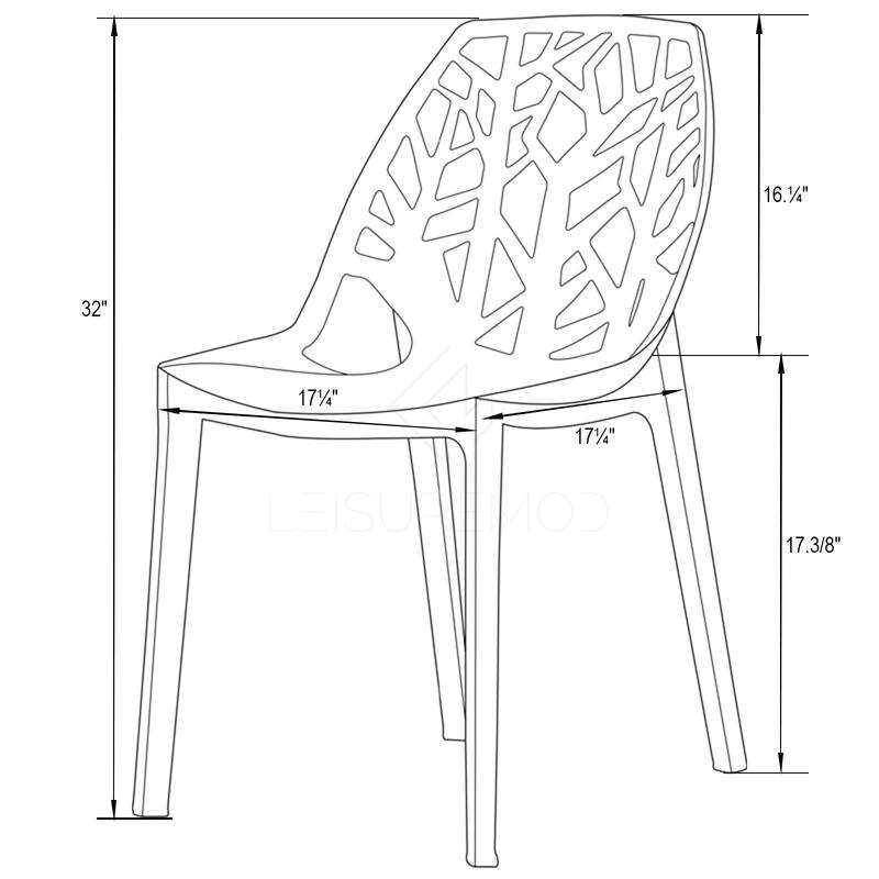 Stackable Dining Chair in Polypropylene (Set of 4) Modern Cut-out Design Backrest Accent Side Chair