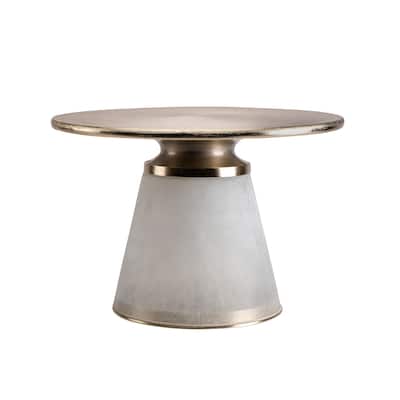 24" Frost White and Brown Nebular Round Side Table