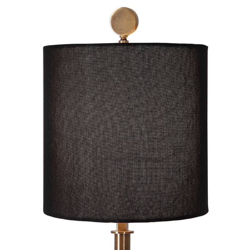 Antique Finish Table Lamp with Drum Shade - 34" - Black and Bronze Tone