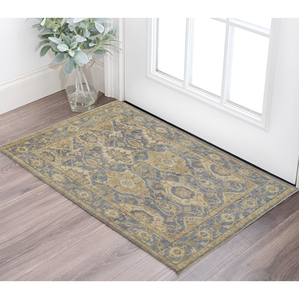 Subem Floral Stain Resistant with Fringe Soft Area Rug By HomeRoots - 2' x 3'