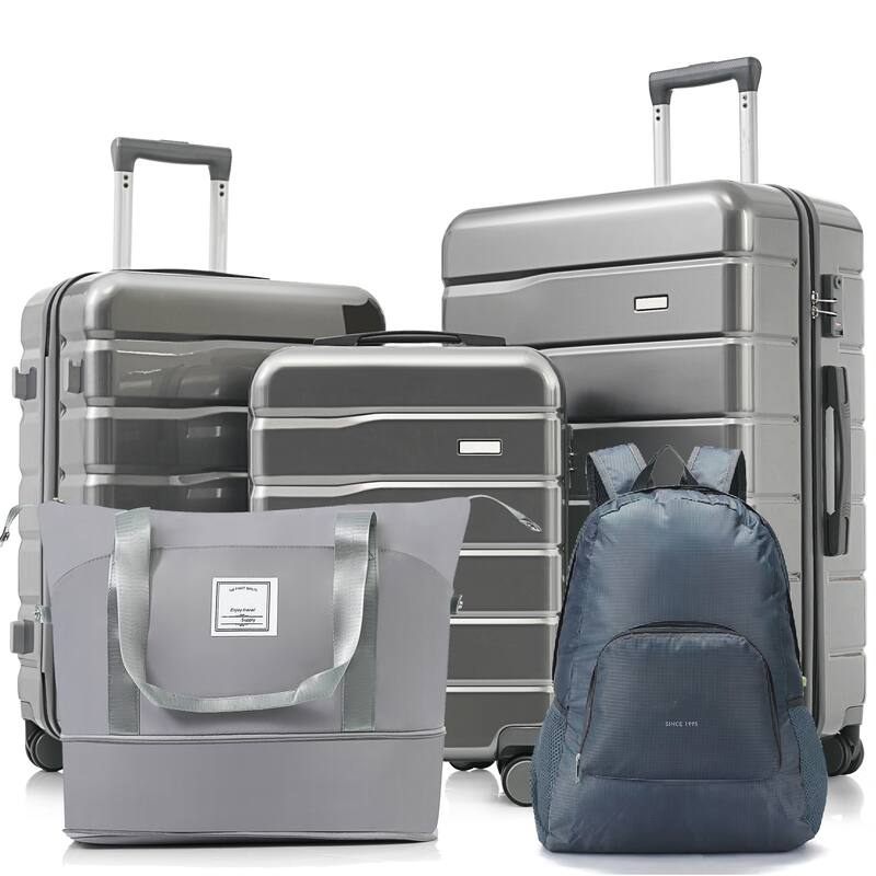 5 Piece Luggage Set with Duffel Bag & Backpack by Harper&Bright Designs - Grey