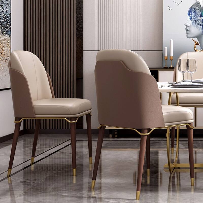 Roka PU Leather Modern Dining Chair with Metal Legs Assembly Needed(Set of 2)