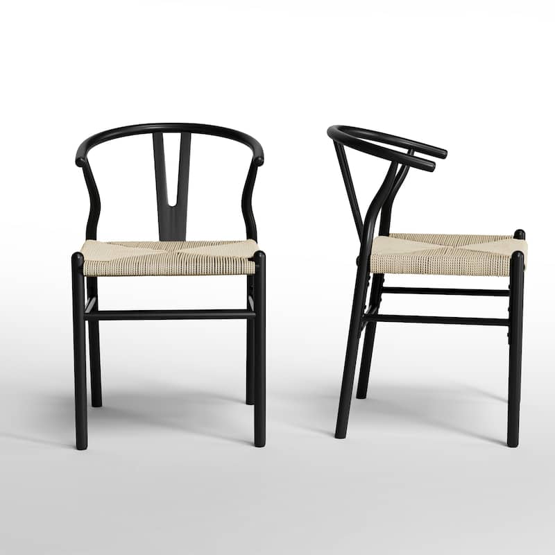 Set of 2 Handwoven Boho Dining Chairs