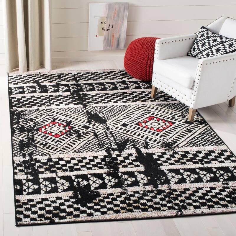 SAFAVIEH Adirondack Goldie Moroccan Boho Distressed Rug - 4' x 6' - Black/Light Grey