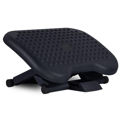 Mount-It! Ergonomic Footrest Adjustable Angle and Height Office Foot Rest Stool For Under Desk Support - Black