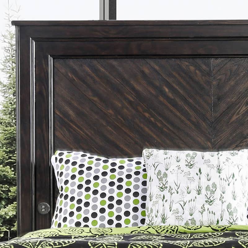 Furniture of America Moso Rustic Espresso 2-drawer Platform Bed with USB