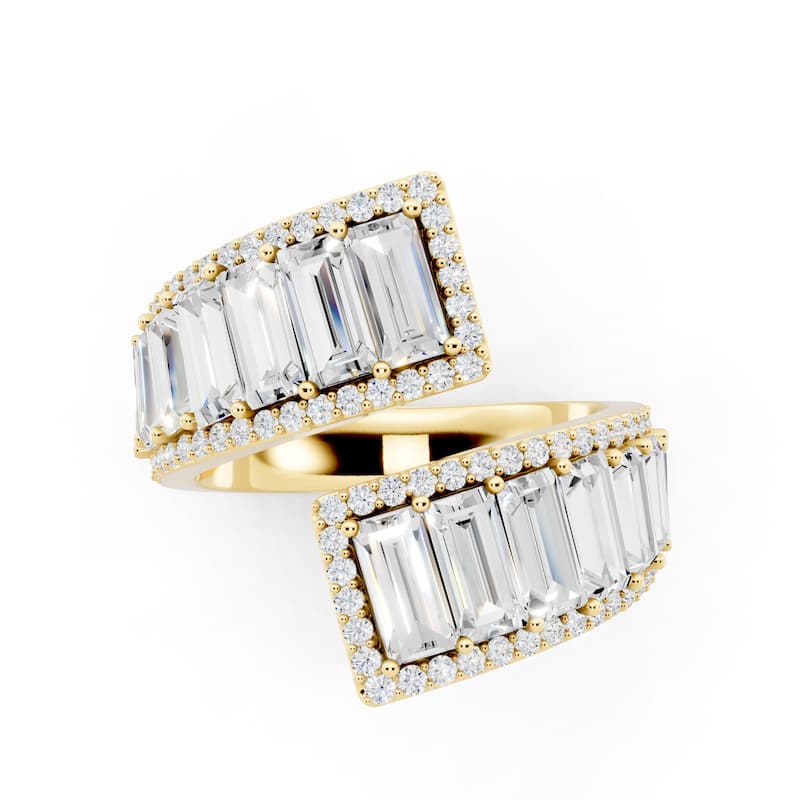 Auriya 14k Gold 3ctw Baguette Lab Grown Diamond Fashion Ring (E-F VS) - Yellow - 8.5