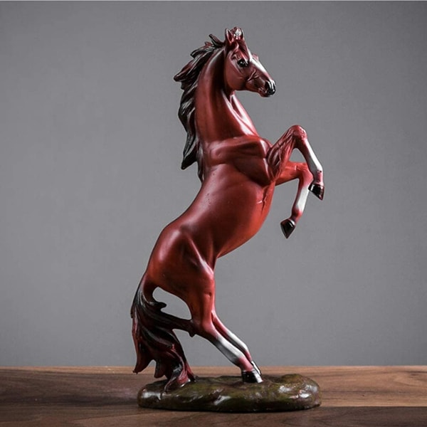 Playful Horse Statue - Resin Standing Fighting Horse Sculpture