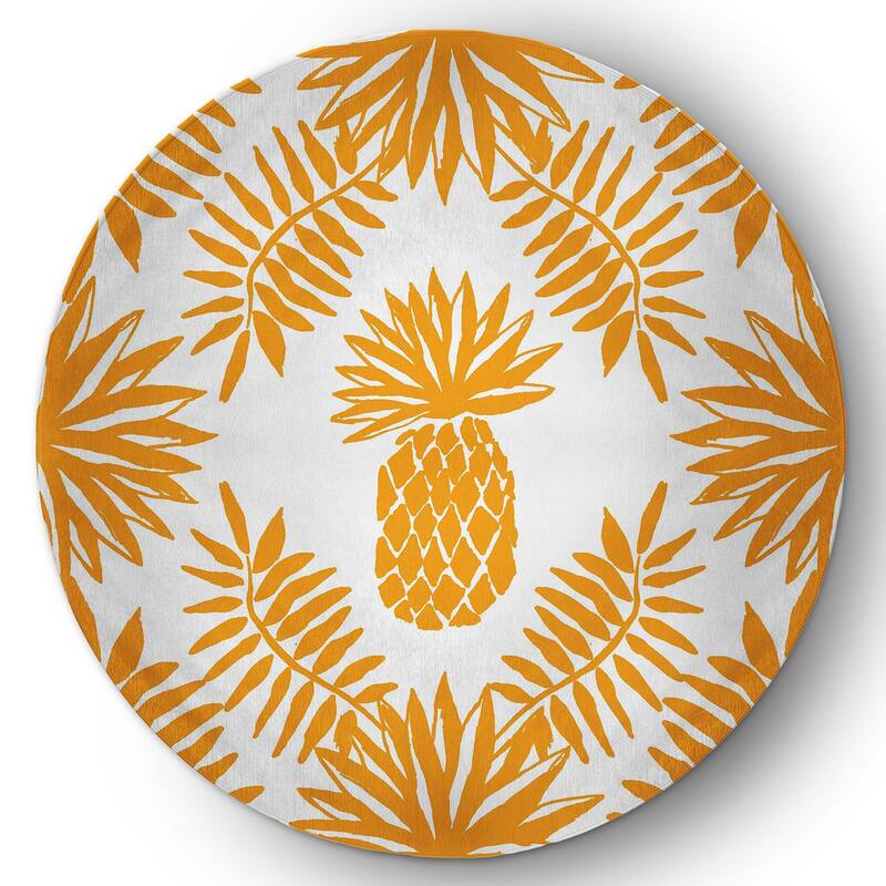 Pineapple Leaves Spring Chenille Indoor/Outdoor Rug - Mango - 5' Round