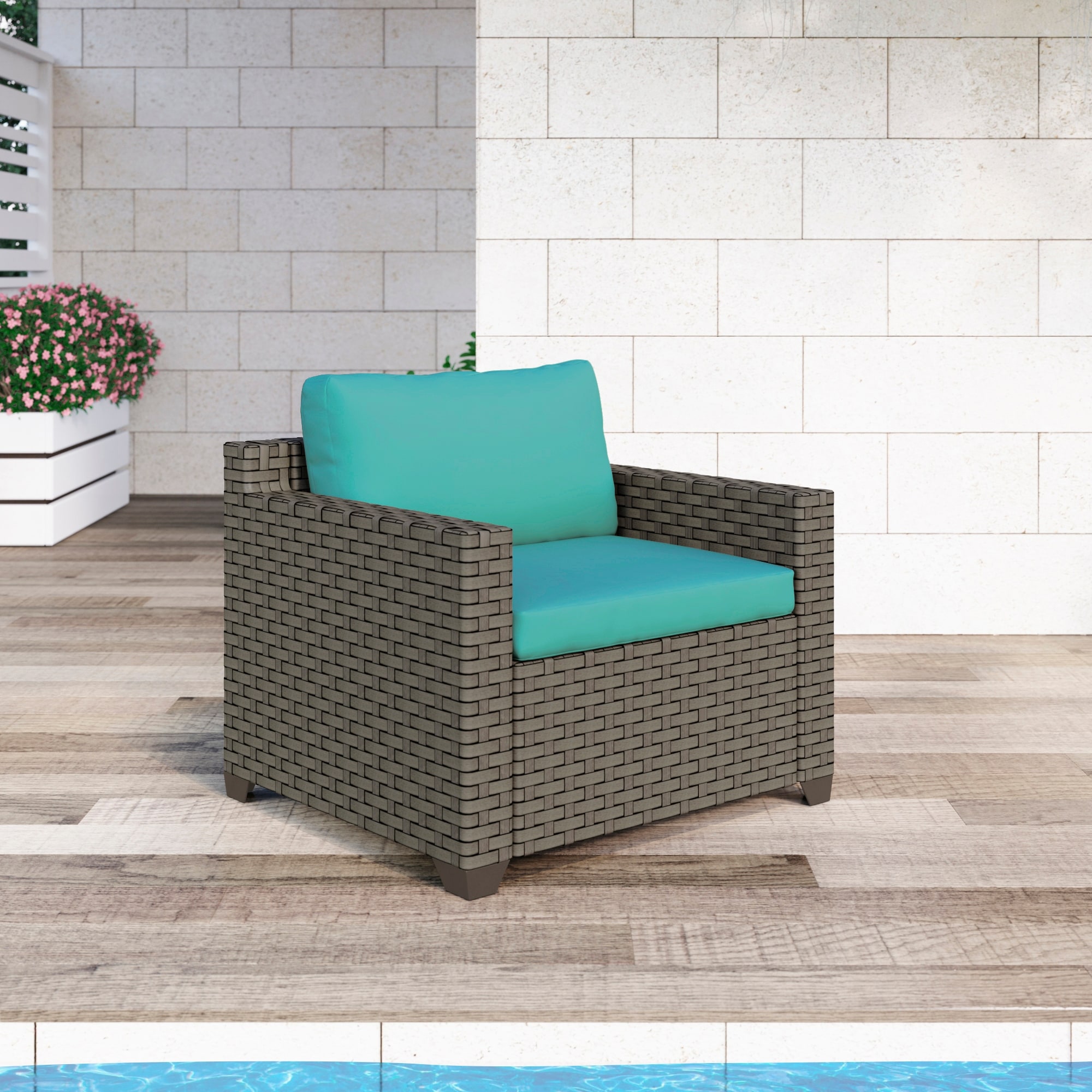 Keys Outdoor Club Chair in Summer Fog Wicker On Sale Bed Bath