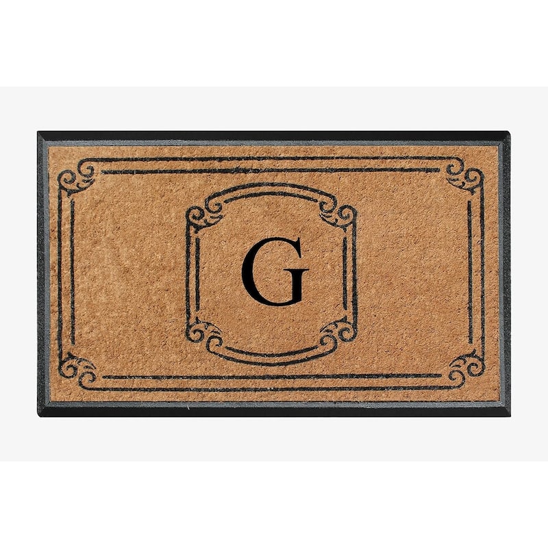 A1HC Natural Coir Monogrammed Door Mat For Front Door, 30"x48" - G