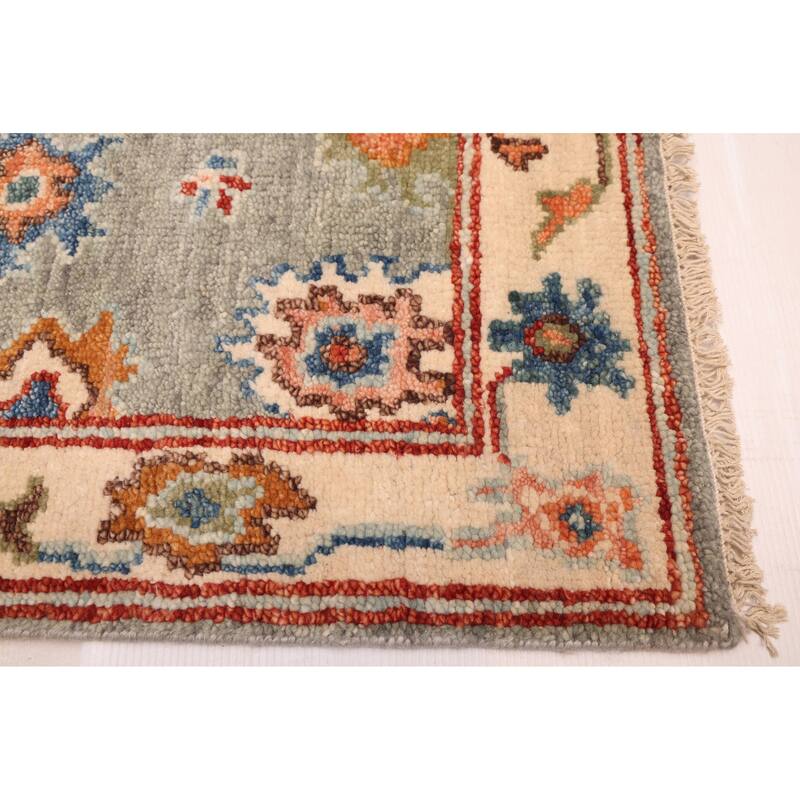 ECARPETGALLERY Hand-knotted Modern Oushak Sage Wool Rug - 2'6 x 10'7