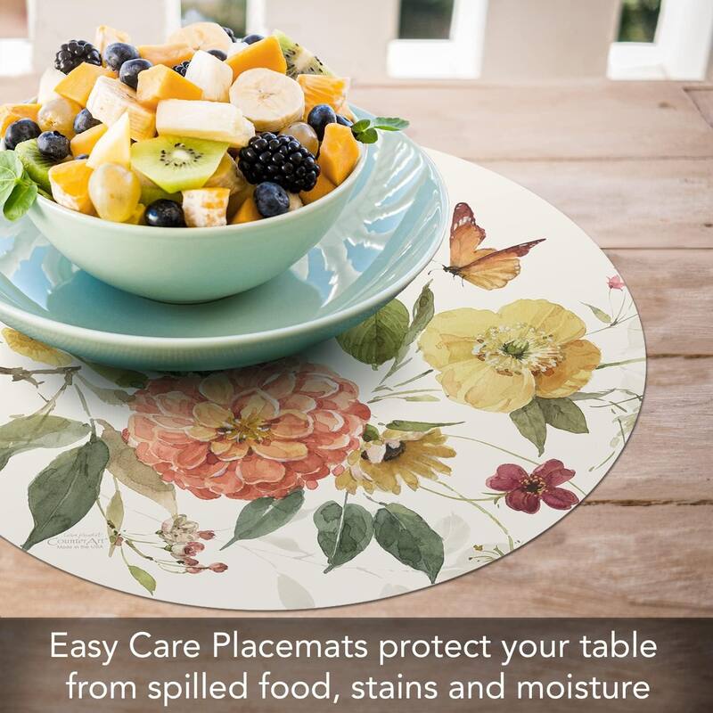 Wipe-Clean Reversible Round Shaped Placemats, Blessed by Nature, Set of 4, Made in The USA