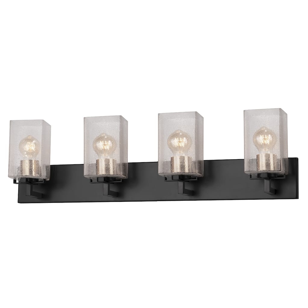 EVOLV Fusion Vice 4-Light Bath Bar with Seeded Glass Shade