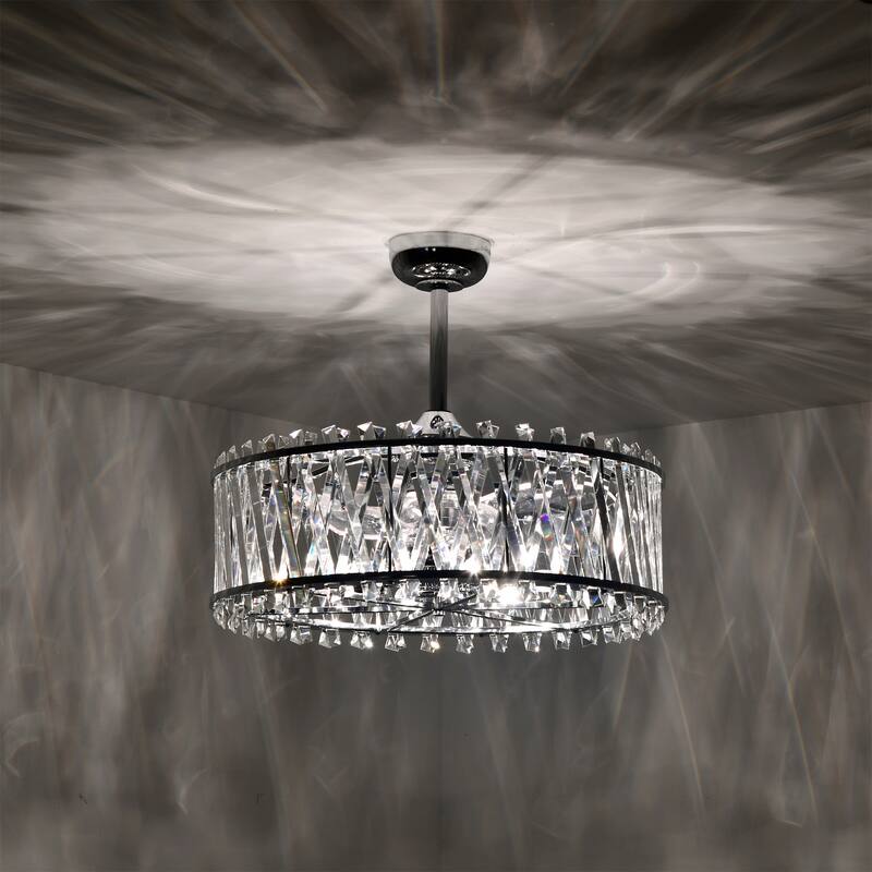 Quara 26 Inch modern Glam Modern Crystal Fandelier 6 Light with Remote
