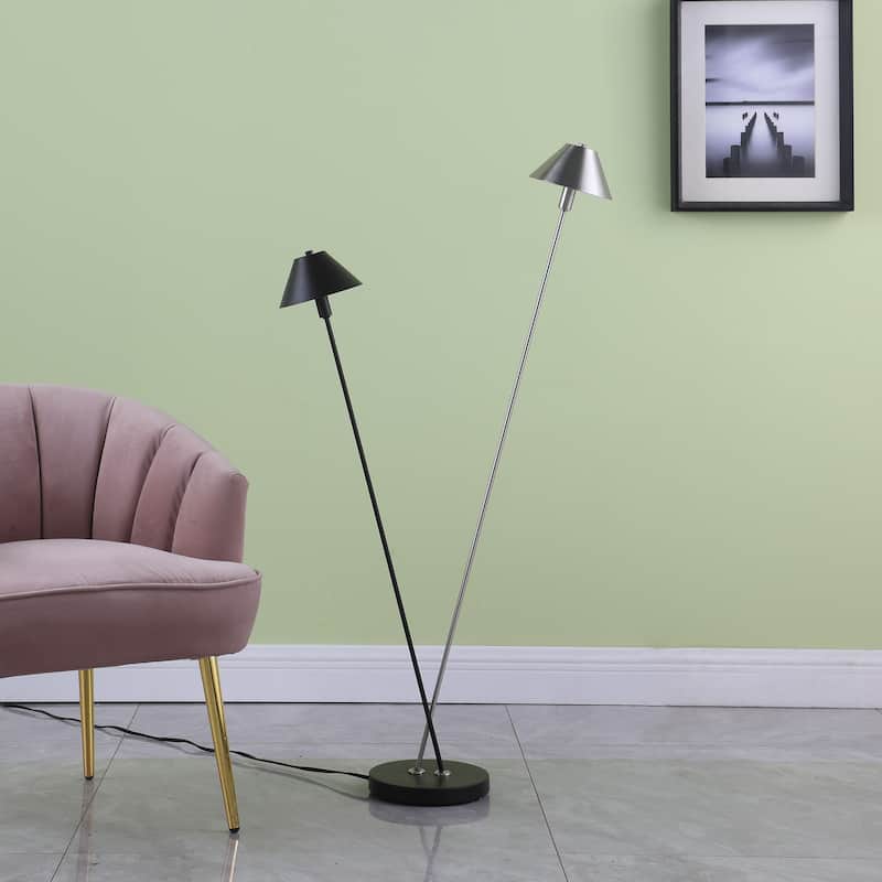 47.5 In. LED Double G-9 Matte Black/ Silver Brushed Nickel Floor Lamp