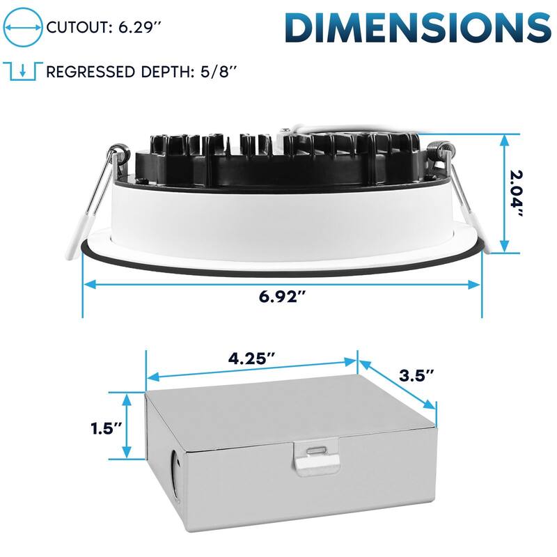 Luxrite 6 Inch LED Recessed Ceiling Light, 18W, 5CCT 2700K-5000K, 1800LM, Dimmable, Wet Rated, IC, ETL - Black (4 Pack) - 4 Pack