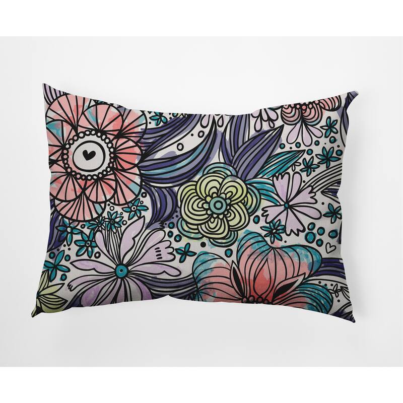 Flower Melange Decorative Throw Pillow - Explorer Blue - 14" x 20"