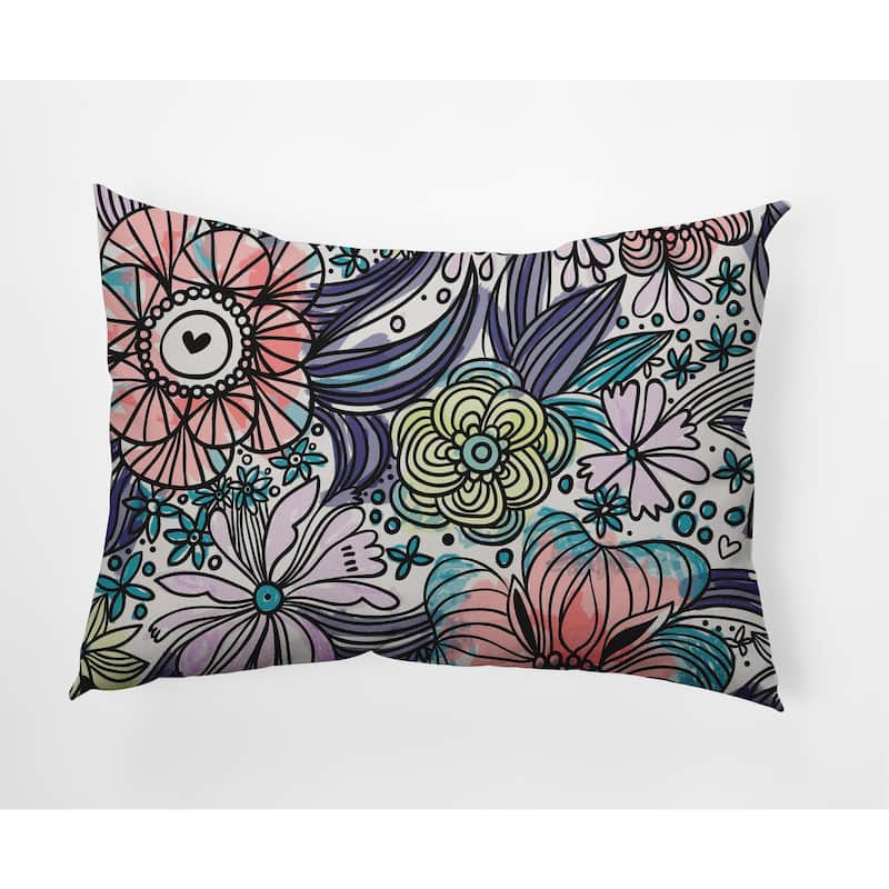 Flower Melange Indoor/Outdoor Throw Pillow - Explorer Blue - 14" x 20"