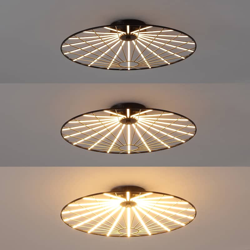 Dimmable Stripe UFO Integrated LED Flush Mount, By JONATHAN Y - 1-Light