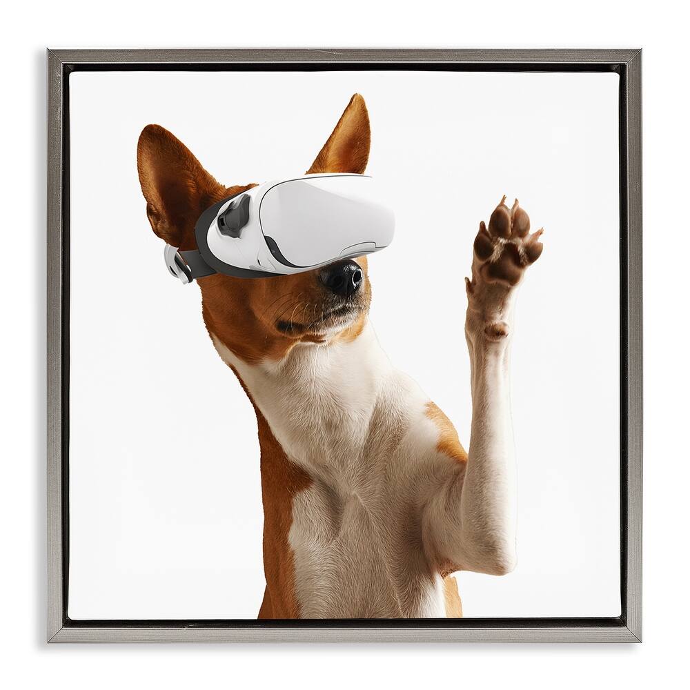Stupell VR Gamer Dog Framed Floater Canvas Wall Art Design By CAD Designs