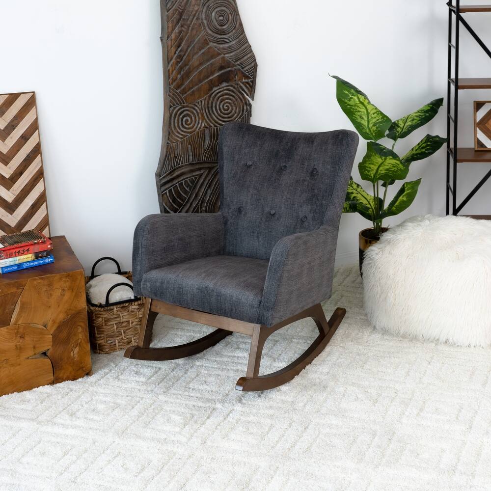 Cara Mid Century Modern Velvet Rocker Livingroom and Bedroom Chairs in Grey