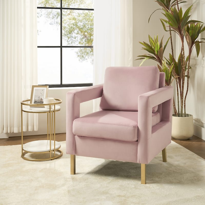 Valentina Comfy Accent Armchair with Golden Metal Legs and Removable Cushions by HULALA HOME