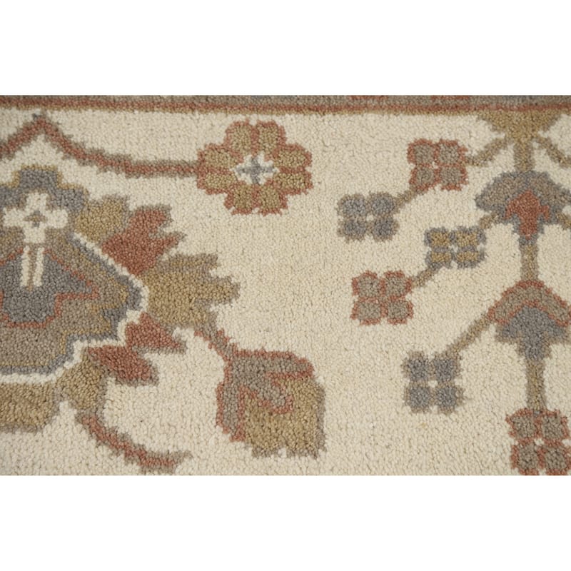 Gray Oushak Indian Area Rug Handmade Transitional Floral Wool Carpet - 9'2" x 11'7"
