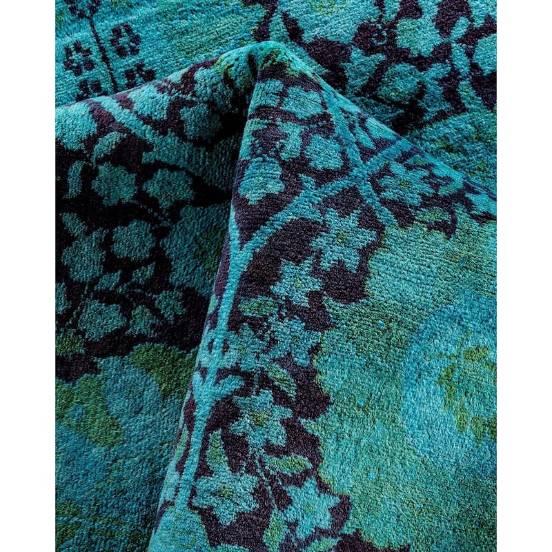 Fine Vibrance One-of-a-Kind Hand-Knotted Area Rug - Blue, 8' 0" x 10' 7" - 8' 0" x 10' 7"