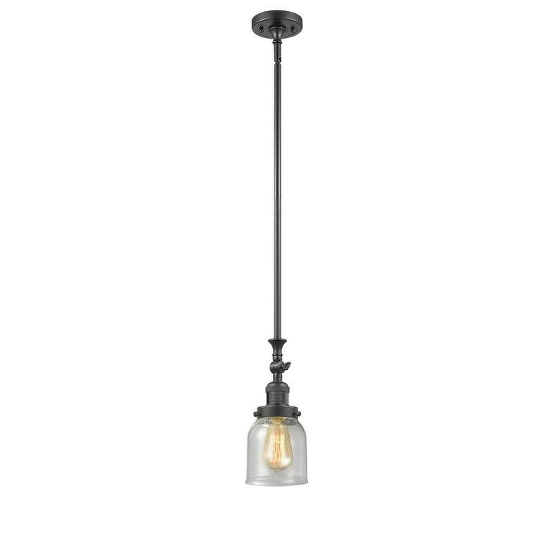 Innovations Lighting Small Bell 5" Wide Adjustable Mini Pendant - Oiled Rubbed Bronze / Seedy