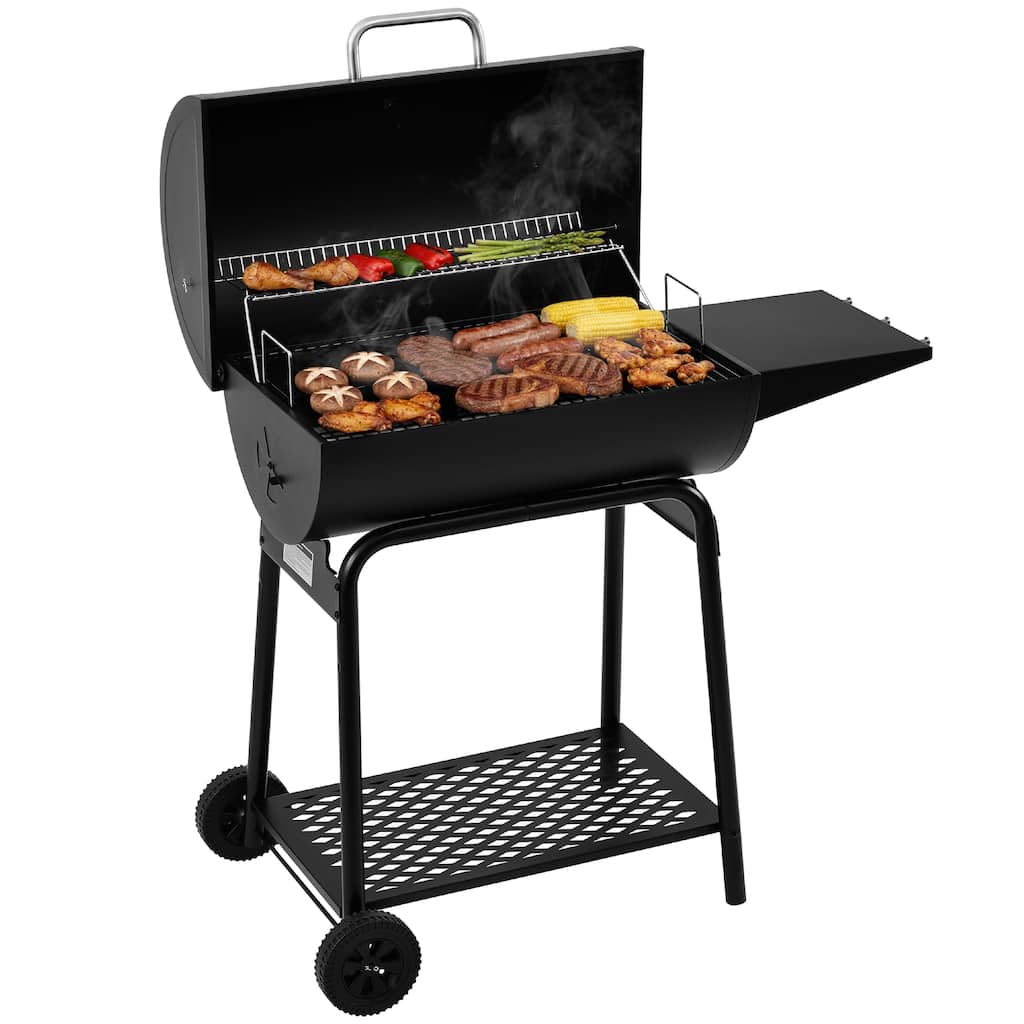 Royal Gourmet CC1830 28-Inch Barrel Charcoal Grill with Side Table, 626 Square Inches, for Outdoor Backyard