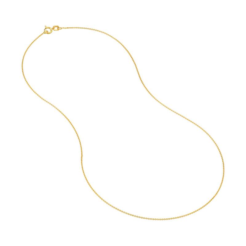 Curata 14k Yellow Gold .9mm Cable Chain Necklace (Spring Ring)
