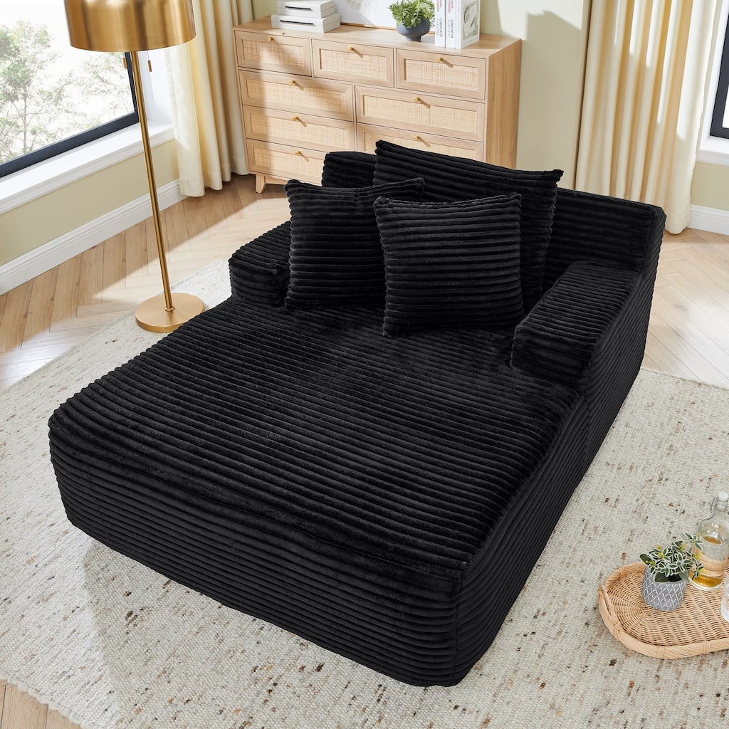 Roomfitters Velvet Lounge Chair No Assembly Required, Fluffy Single Lazy Sofa for Living Room and Bedroom