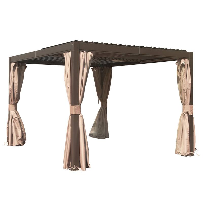 Domi Louvered Pergola 10' x 10', Aluminum Outdoor Pergola with Adjustable Louvers, Full Aluminum Frame, Built-in Gutter System