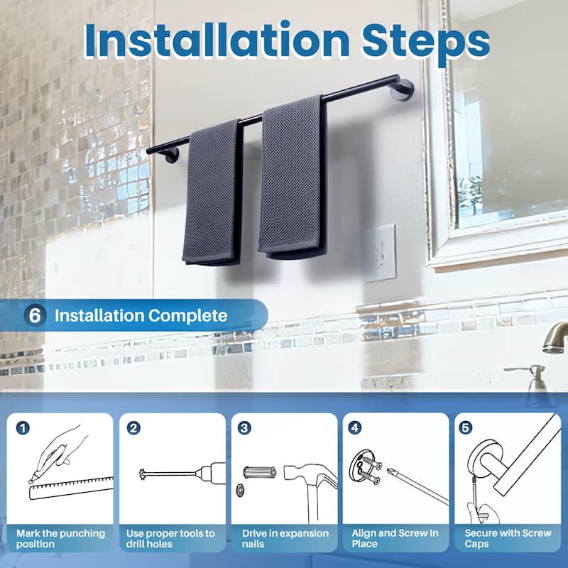 WOWOW Mutiple Length Wall Mounted Stainless Steel Towel Bar