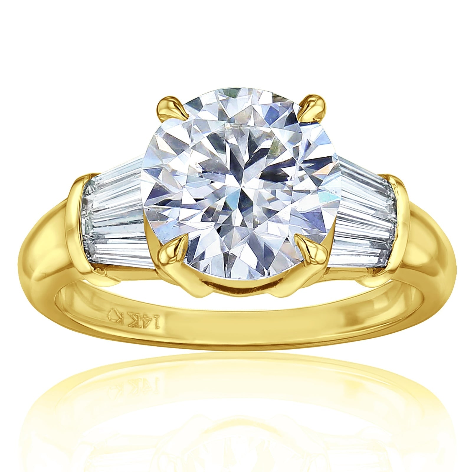 Kobelli 3.6 Carats Round and Baguette Lab Grown Diamond 14k Solid Gold Rina Ring (Certified, EF/VS/EX)