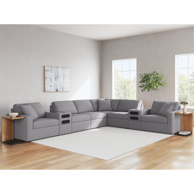 Signature Design by Ashley Modmax 8-Piece Sectional with Audio Consoles - 156" W x 124" D x 36" H - Grey