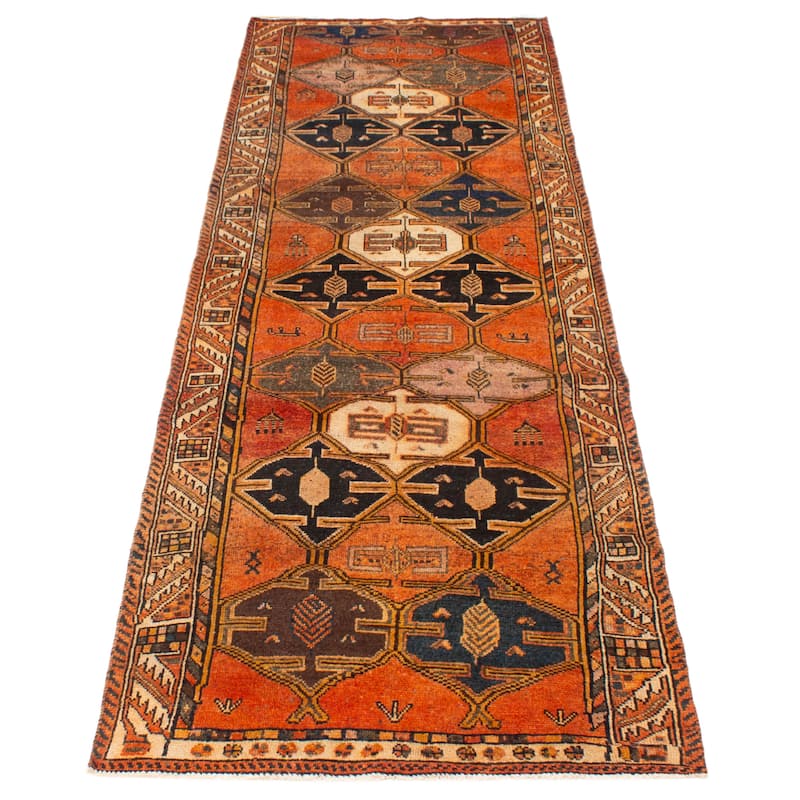 ECARPETGALLERY Hand-knotted Melis Vintage Copper Wool Rug - 3'11 x 11'10