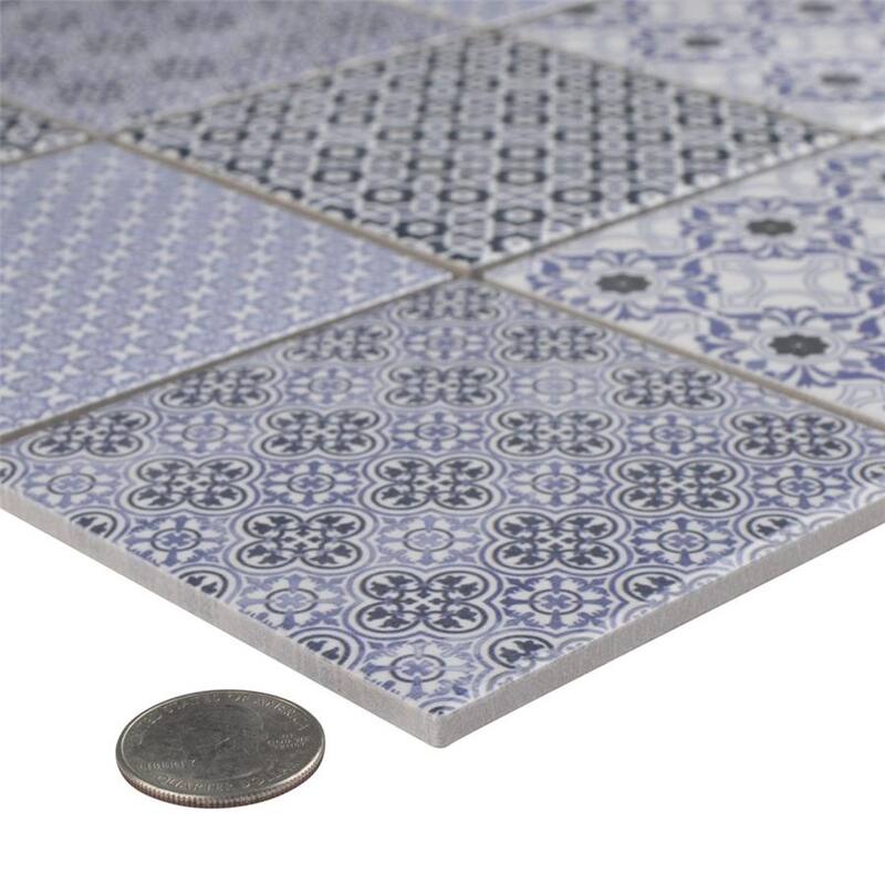 Merola Tile Classico 4" Square Blue 11-5/8" x 11-5/8" Porcelain Floor and Wall Tile