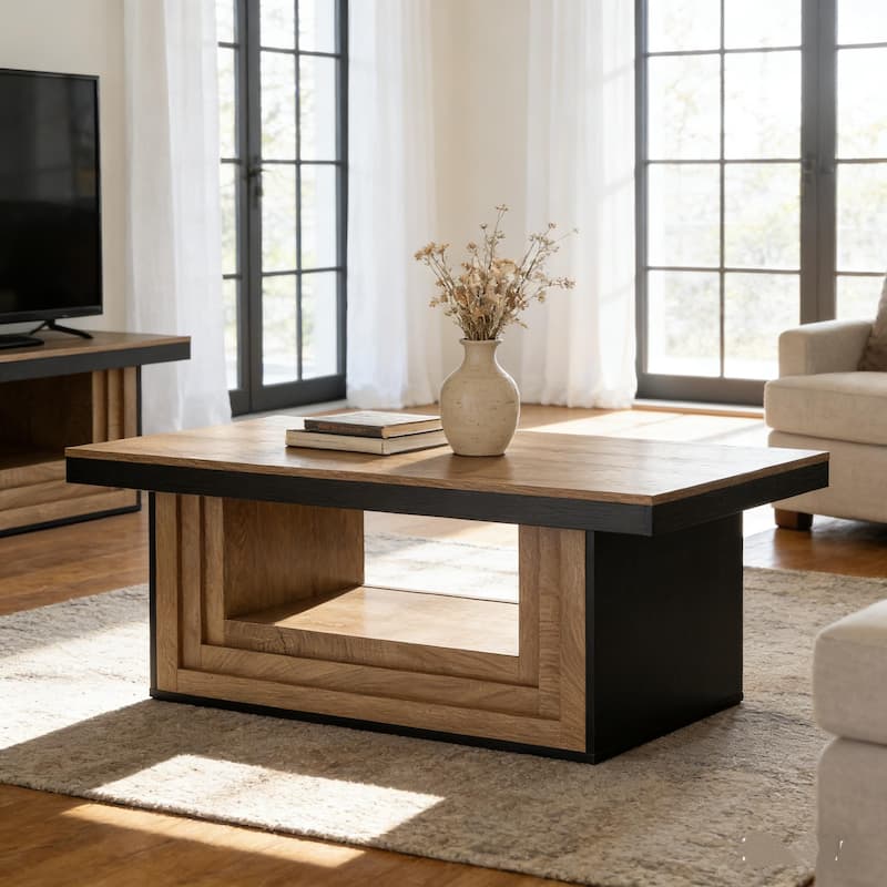 47" Modern Coffee Table With Two-Tone Finish - Brown