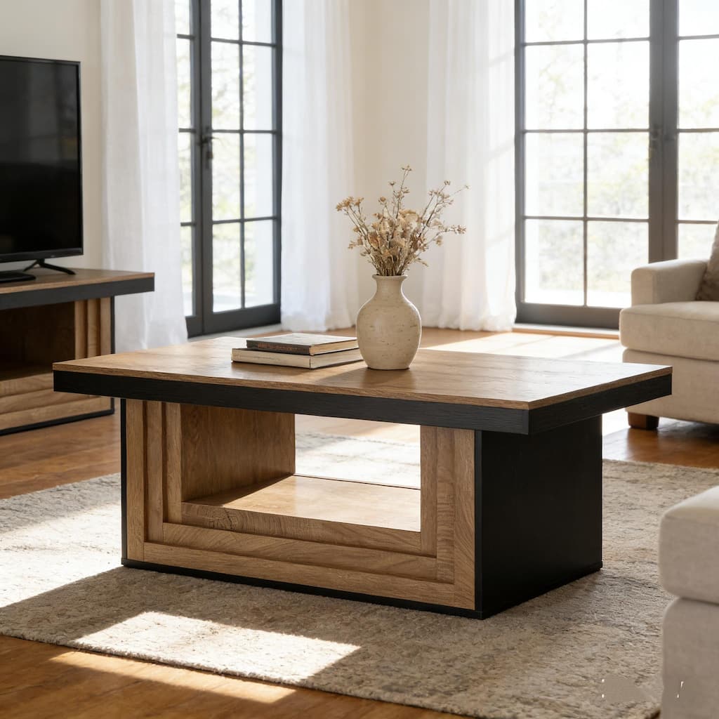 47" Modern Coffee Table With Two-Tone Finish