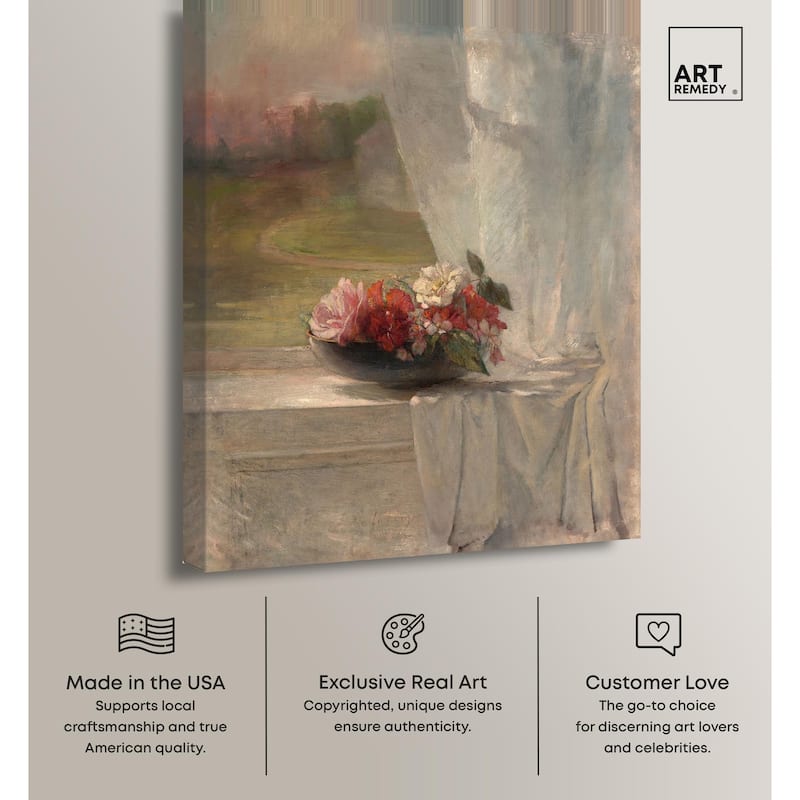 Flowers on a Window Ledge 1861 Canvas by Art Remedy, Gallery Wrapped