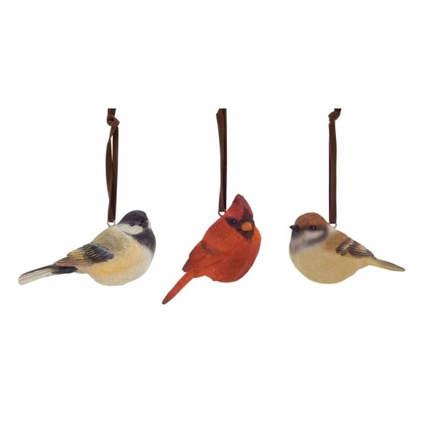 Set Of 6 Sparrow And Cardinal Bird Ornaments 4 N A
