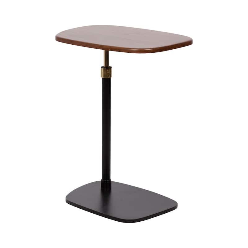 Kate and Laurel Adamas Adjustable C-Table - 22x16x28 - 22x16x28 - Black/Walnut Brown