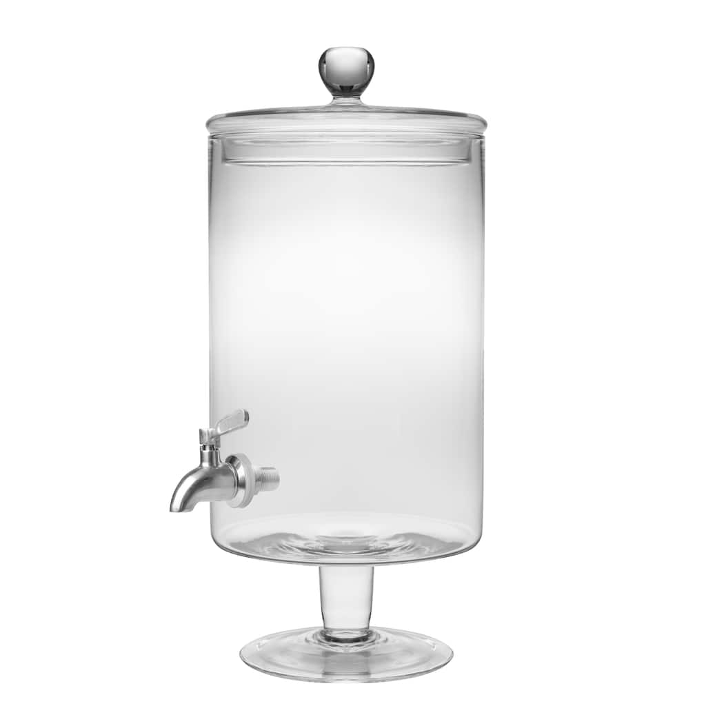 Glass Beverage Dispenser W Stainless Steel knob-Cold-2 Gallon(256 Oz) - 2 Gallon